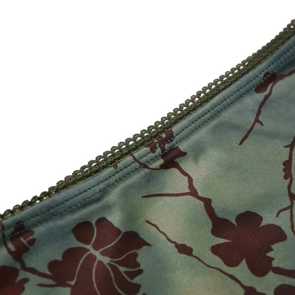 NEW Midi Skirt Sz.M Green Floral Stretch Pull-On Style Fairy Grunge Y2K 90s Boho - Picture 5 of 11